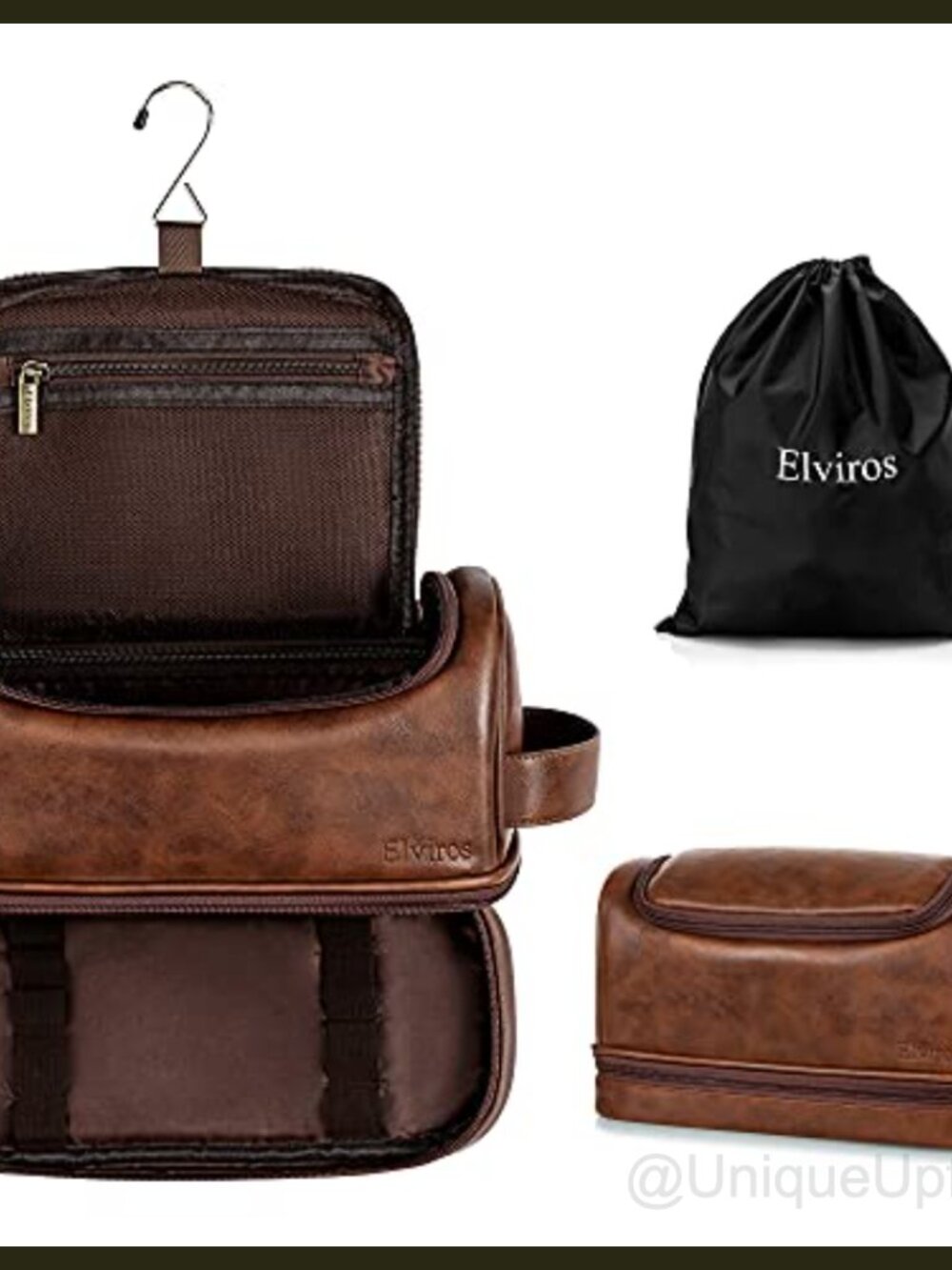 PU Leather Toiletry Bag Shaving Dopp Kit Travel Organizer
